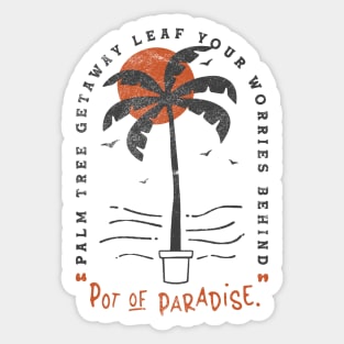 Pot of Paradise Retro Tropica Palm Tree Beach Vibes Sticker